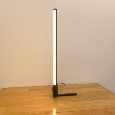 Pillar Nightstand Lamp Modern Style Metal 1-Light LED Table Lamp in Black