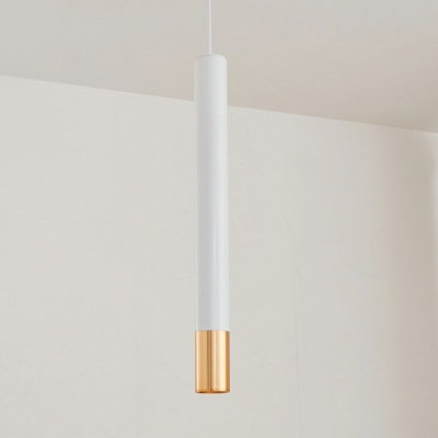 Tubular Pendant Light Fixtures Modern Style Metal 1-Light Down Lights in White
