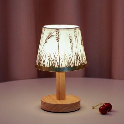 1-Light Table Lamp Contemporary Style Geometric Shape Wood Nightstand Lamp