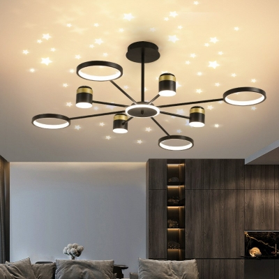 11-Light Hanging Light Fixtures Minimalism Style Ring Shape Metal Chandelier Lights