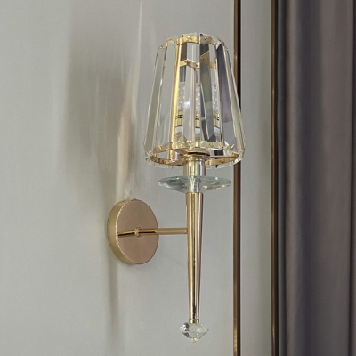 Crystal Shade Wall Mounted Light Fixture LED Sconce Light Fixture in Gold