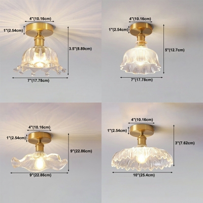 Glass Petal Flush Light Fixtures Modern Style 1 Light Flush Ceiling Light in Clear
