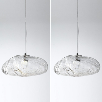 Mid-Century Globe Tapered Pendant Light Crackled Glass Ceiling Pendant Light