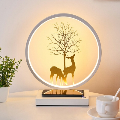 Minimalist Style Line Table Lamp Wrought Iron Circle Desk Lamp for Living Room and Study Room