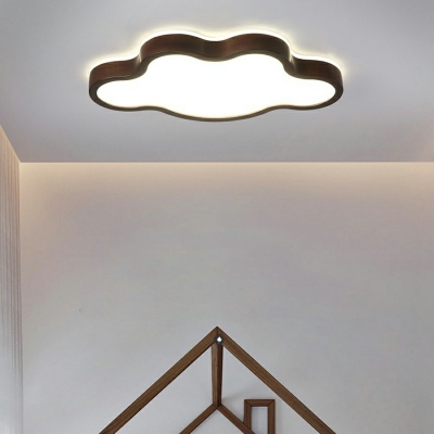 Modern Chinese Style Ceiling Light LED Minimalist Wooden Flush Mount Light