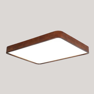 Modern Minimalist Chinese Style Ceiling Lamp LED Wooden Round Flushmount Light for Bedroom