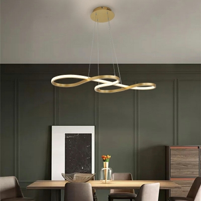 Modern Spiral 1 Light Chandelier Lamp Aluninum Chandelier Light for Dining Room