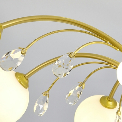 Modern Style Round Ceiling Chandelier Glass 16-Lights Chandelier Lighting Fixtures in Gold
