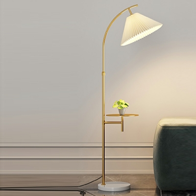 Nordic Simple Style Floor Lamp Single Bulb with Fabric Shade Floor Lighting