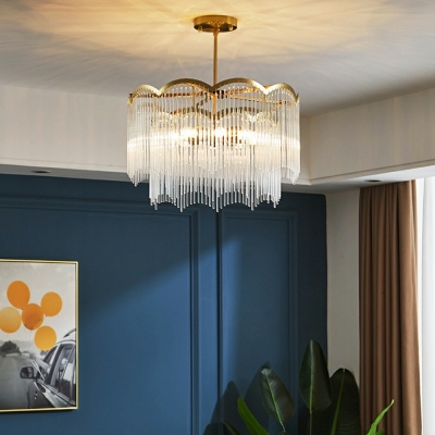 15-Light Hanging Ceiling Light Modern Style Waterfall Shape Metal Chandelier Lighting
