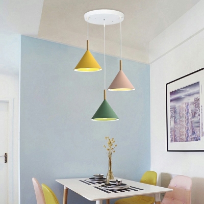 3 Lights Contemporary Ceiling Light Simple Nordic Macaron Pendant Light Fixture for Living Room