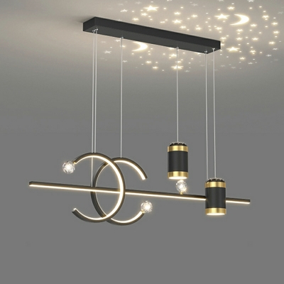 5-Light Island Lighting Contemporary Style Cylinder Shape Metal Ceiling Lights
