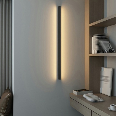 Black Linear Sconce Light Fixture LED Aluminum 1.6