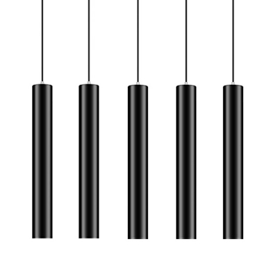 Black Tube Shape Pendant Lighting LED Metal Contemporary Down Light