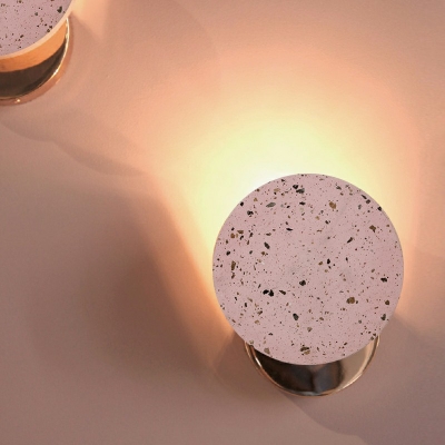 Contemporary Rounded Surface Wall Sconce Terrazzo Flush Mount Wall Sconce