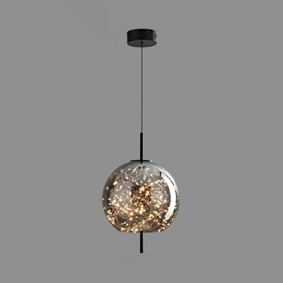 Dome Hanging Lights Modern Style Glass 1-Light Pendant Lighting in Smoke Gray
