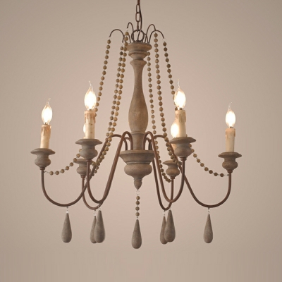 French  Style Chandelier Wooden Wrought Iron Chandelier