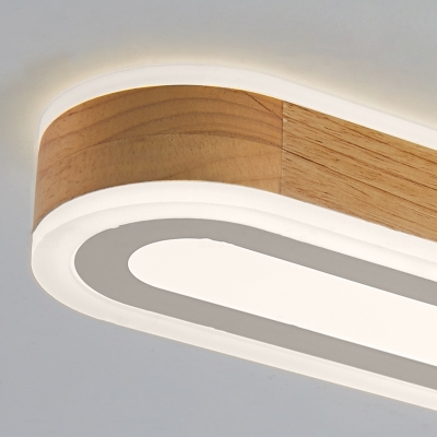 Japanese Style Log Ceiling Light Strip Ceiling Mounted Fixture for Bedroom