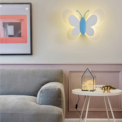 Kid's Bedroom Sconce Light Fixture Butterfly-Like Wall Mounted Lighting