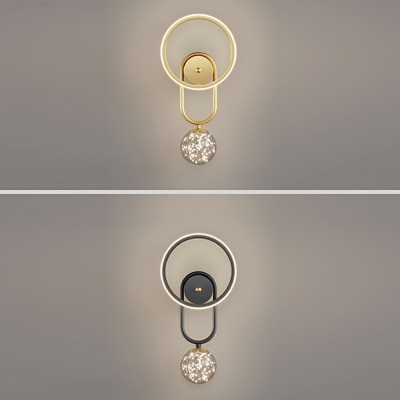 Metal Hoop Wall Lighting Fixtures Modern Style 2 Lights Wall Sconce Lighting in Gold