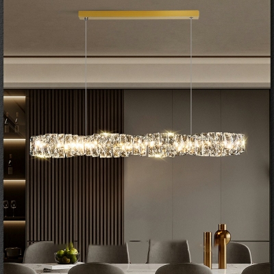 Modern Island Lighting Fixtures Crystal Minimalism Linear  Chandelier Lamp for Dinning Room
