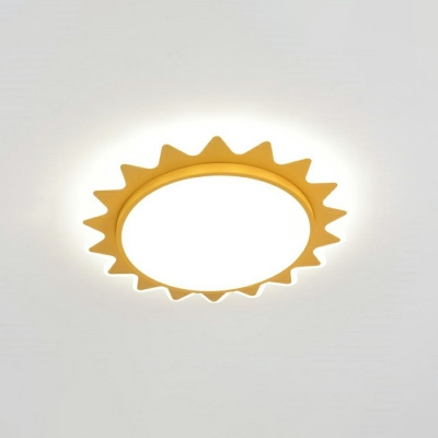 Sun Shape Ceiling Fixture Colorful Room Acrylic LED Flush Light in Yellow