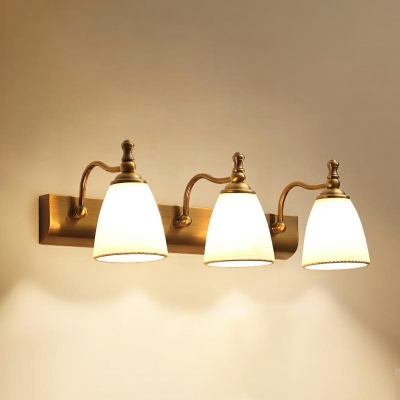 Traditional Style Flower Vanity Light Fixtures Glass Vanity Lamp in Bronze
