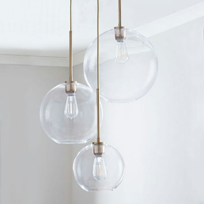 1 Light Globe Glass Suspension Pendant Modern Pendulum Lights for Living Room