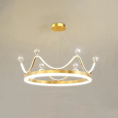 2-Light Hanging Chandelier Contemporary Style Crown Shape Metal Pendant Light Kit