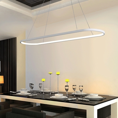 1-Light Island Lighting Contemporary Style Oval Shape Metal Ceiling Lights