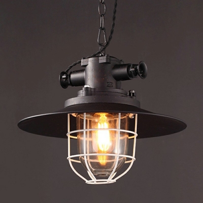 1-Light Pendant Lighting Industrial Style Geometric Shape Metal Hanging Lamps