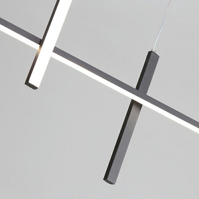 3-Light Island Ceiling Light Minimal Style Linear Shape Metal Pendant Chandelier