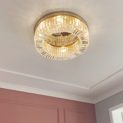 6-Light Flush Mount Light Vintage Style Round Shape Metal Close To Ceiling Chandelier