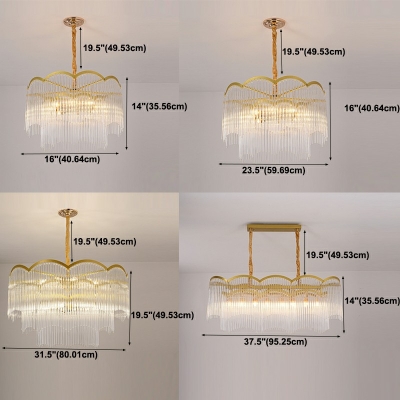 8-Light Hanging Chandelier Modern Style Waterfall Shape Metal Pendant Light Kit