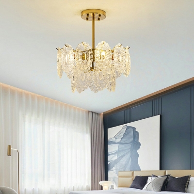 American Style Chandelier Glass Wrought Copper Chandelier for Living Room and Bedroom