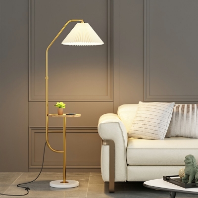Barrel Shape Floor Lamp Single Head with Fabric Shade Floor Lighting for Living Room