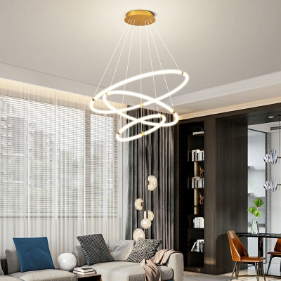 Contemporary Style Multilayer Chandelier Lighting Kit Acrylic Hanging Ceiling Light in White