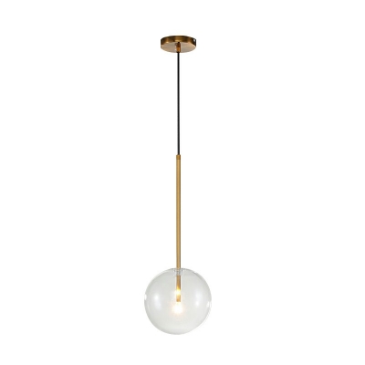 Contemporary Style Pendant Lighting Clear Glass Globe Shade Hanging Lamp