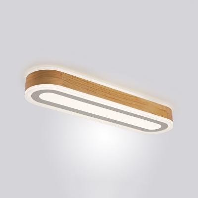 Japanese Style Log Ceiling Light Strip Ceiling Mounted Fixture for Bedroom