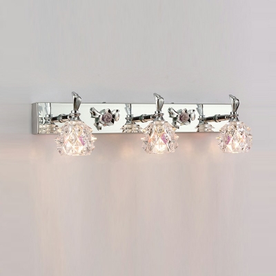 Modern Style Bell Vanity Lighting Fixtures Crystal 2-Lights Vanity Lighting Ideas in Silver