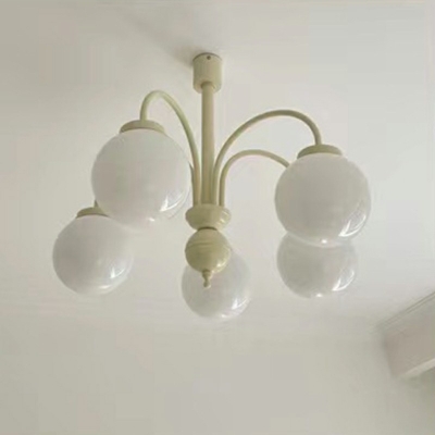 Modern Style Chandelier Lamp White Glass Globe Chandelier Light