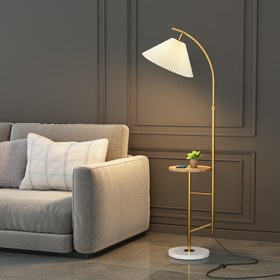 Single Blub Floor Lamp with Fabric Shade Floor Lighting for Living Room