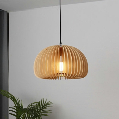 Wooden Suspension Lamp Single Head Contemporary Pendant Light for Kitchen Island