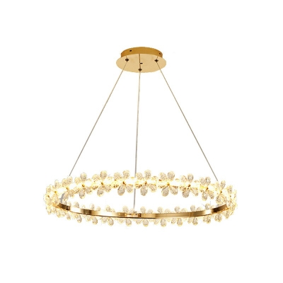 1-Light Hanging Chandelier Contemporary Style Round Shape Metal Pendant Light Kit