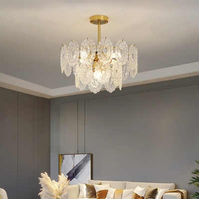 American Style Luxurious Chandelier Glass Wrought Copper Chandelier for Living Room
