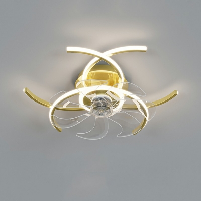 Contemporary Semi Flush Mount Light Metal Ceiling Mounted Fan Light