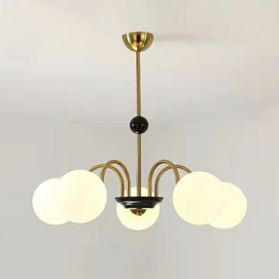 Contemporary Style Chandelier Lamp White Glass Chandelier Light