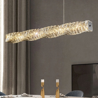Crystal Linear Island Lighting Fixtures Modern Minimalism Chandelier Light Fixture for Dinning Room