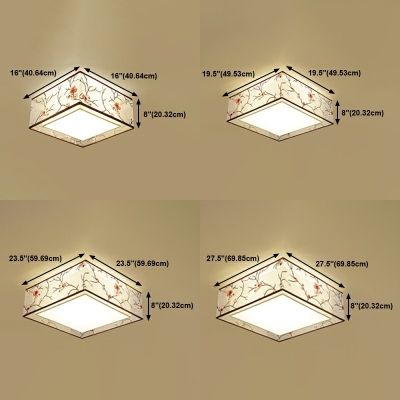 Fabric Flush Mount Ceiling Lighting Fixture Modern Asian Close to Ceiling Lamp for Bedroom