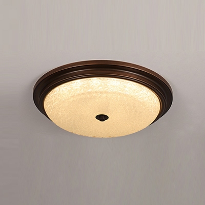 Glass Dome Led Flush Light Traditional Style 1 Light Flushmount in Brown